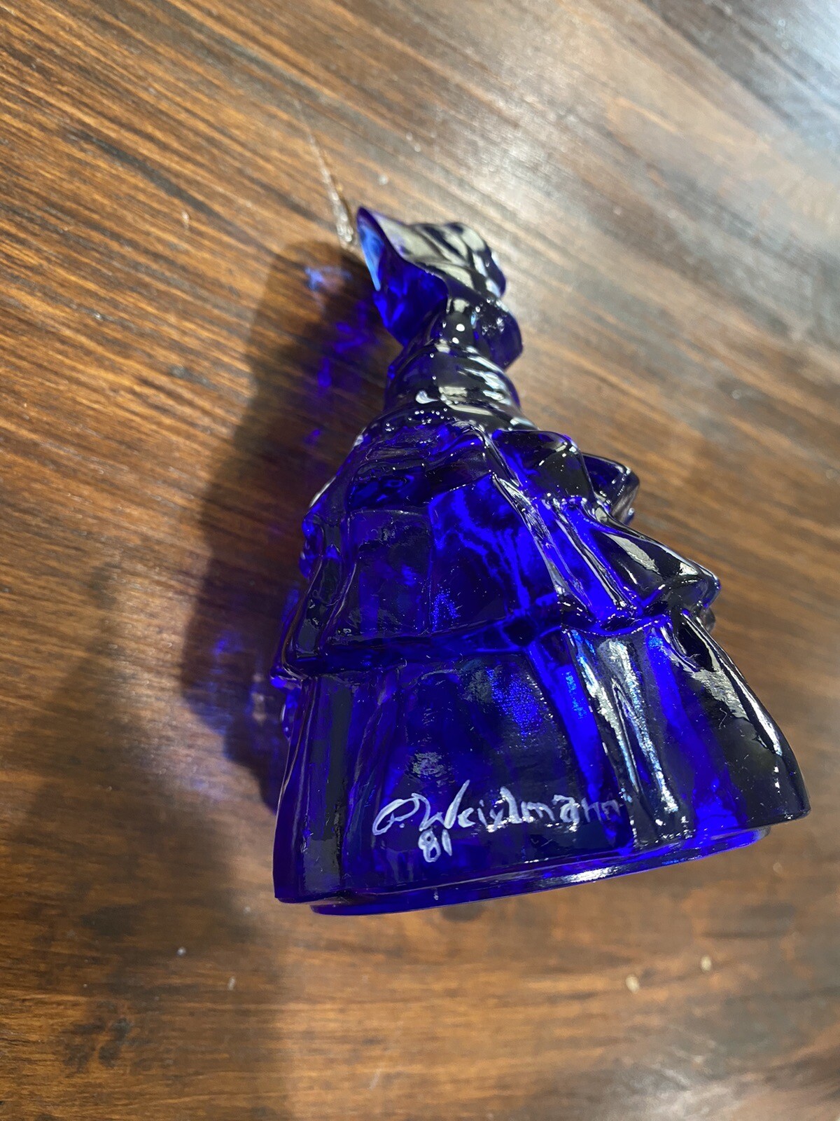 Boyd Art Glass -Cobalt Blue- Colonial Lady- Hand Painted And Signed