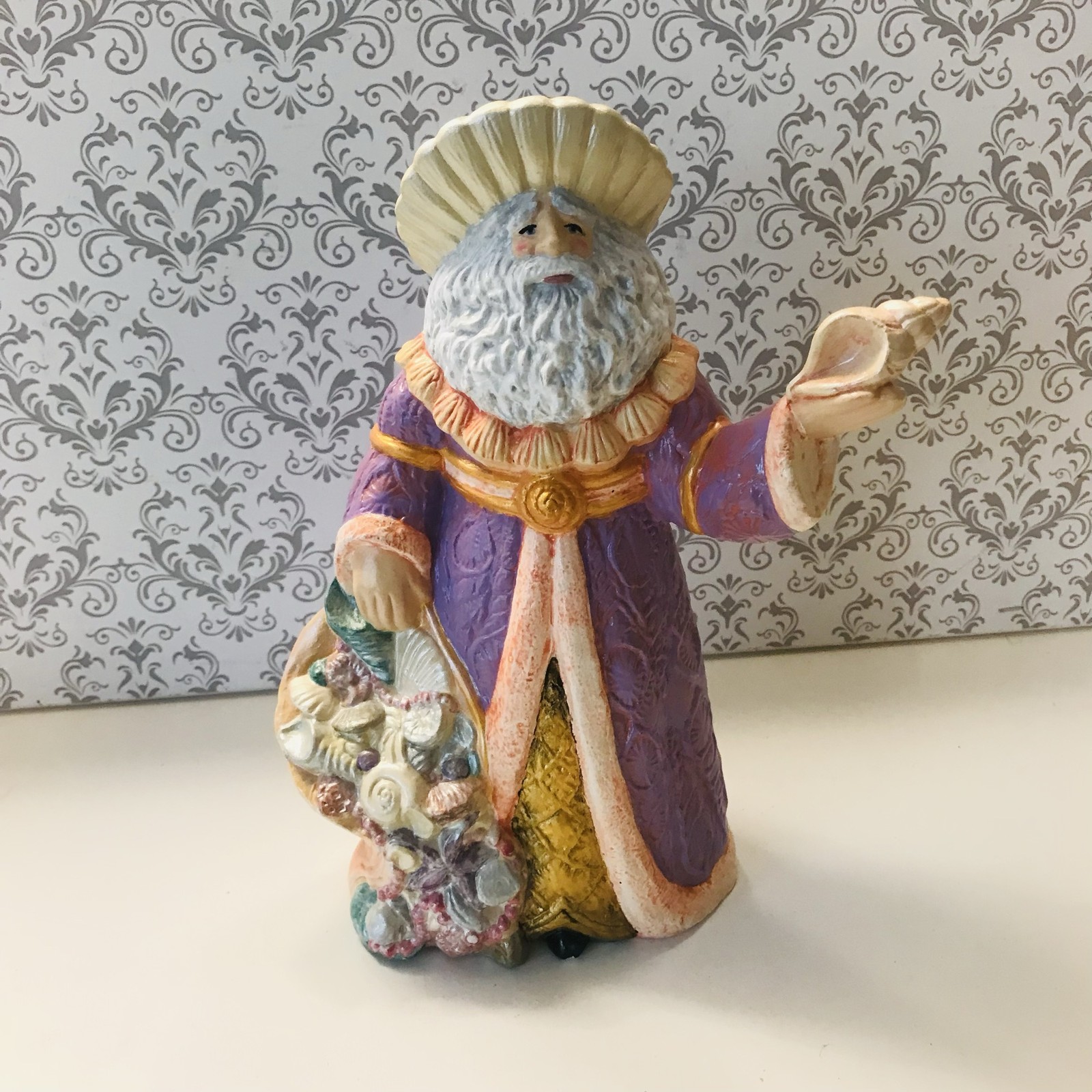 Gare Ceramic Mold Nautical Sea Shell Santa Claus Figurine 9 Inch