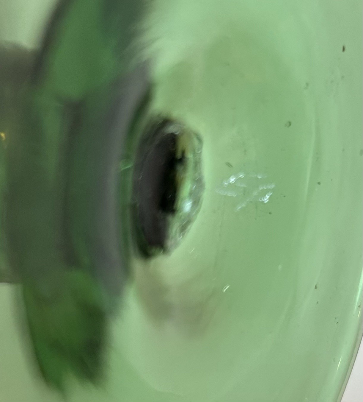 Vintage Unique Green Art Glass Blown Twist Bud Vase Signed “EP” 10” Tall