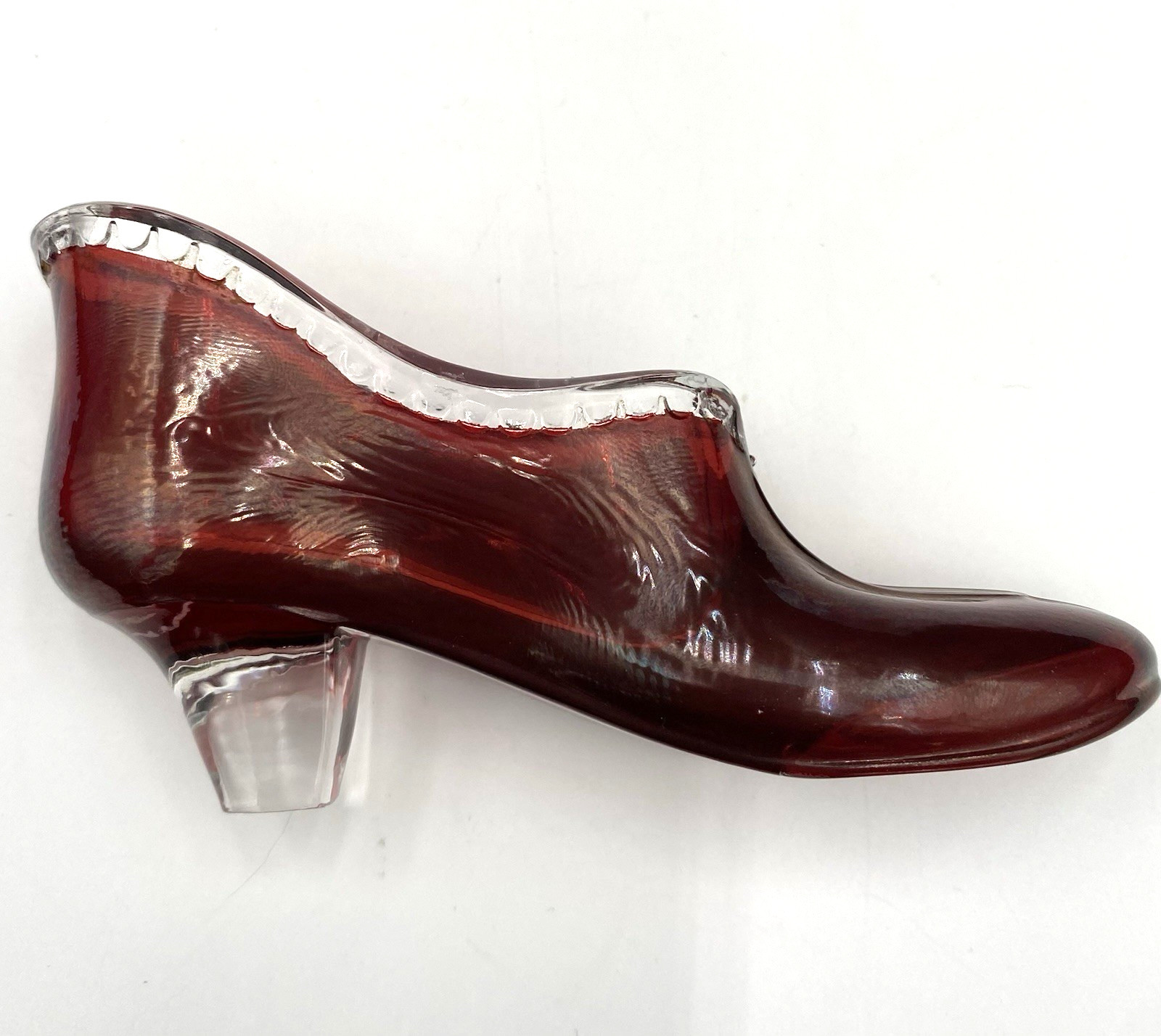 Antique EAPG U.S. Glass (Pittsburgh) Lady’s Slipper, Ruby Stain, “Mother 1898”