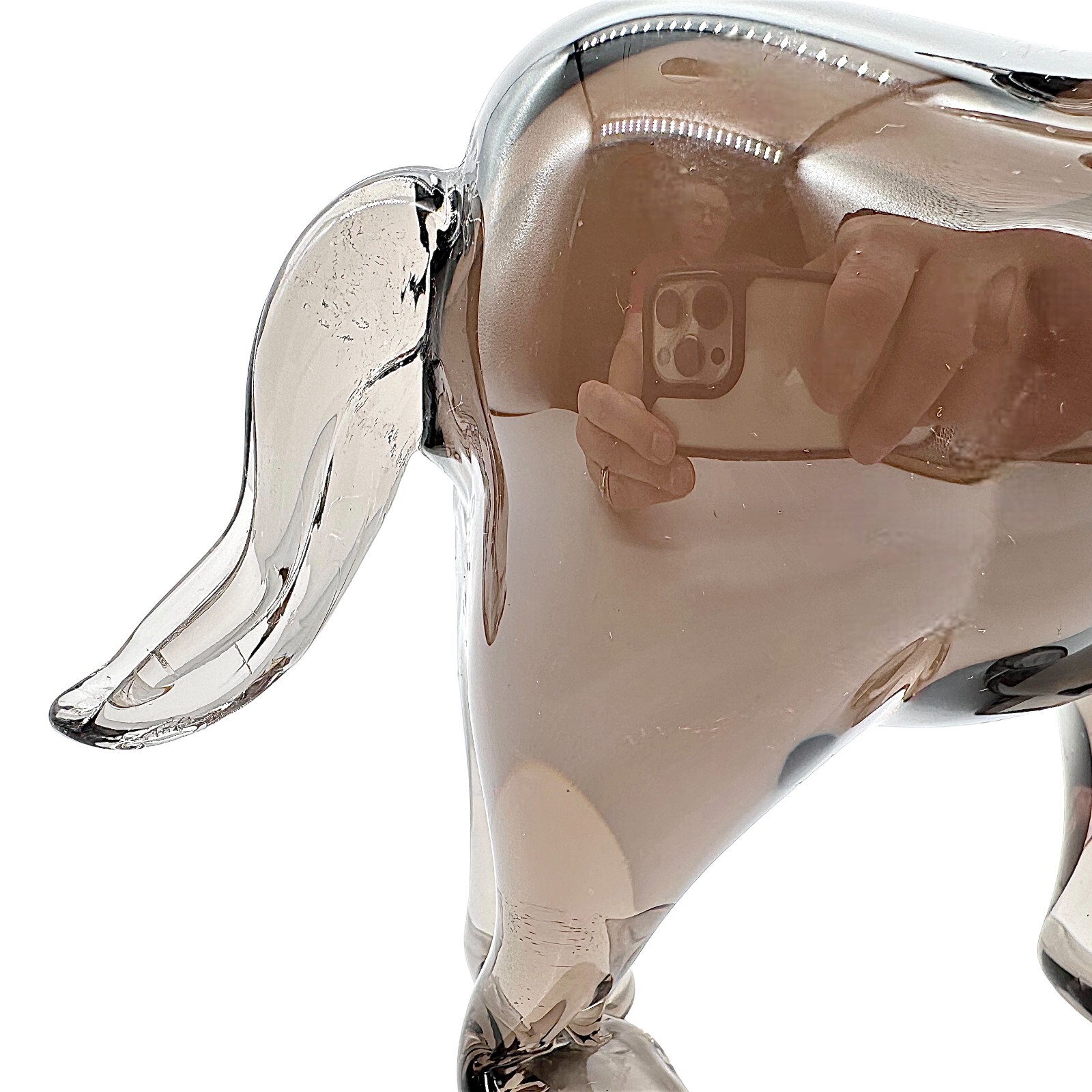 Licio Zanetti Murano Glass Smoke Gray Donkey Mule SIGNED