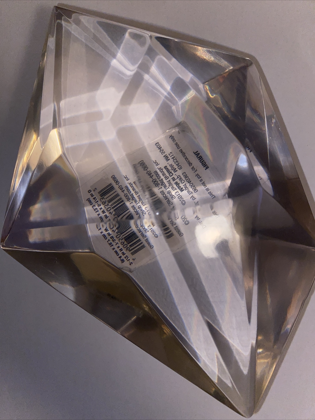 TARGET ICOSAHEDRON PAPER WEIGHT CLEAR FIGURAL 2.5 IN X 7 3/8 IN X 5.25 IN