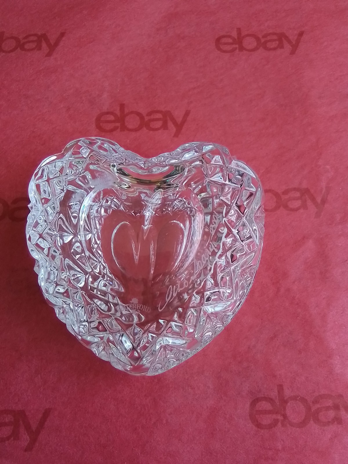 Waterford Lidded Crystal Heart Box, WITH LOVE, signed Jim O’Leary 2001, Ireland