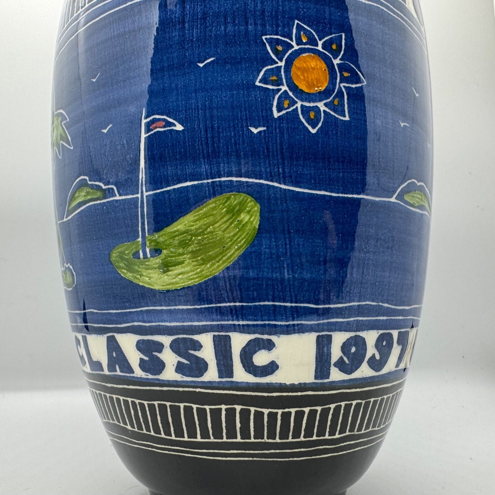 Vintage Curras Bothers Art Pottery Vase Charity Golf Tournament 1997 By Goodwill