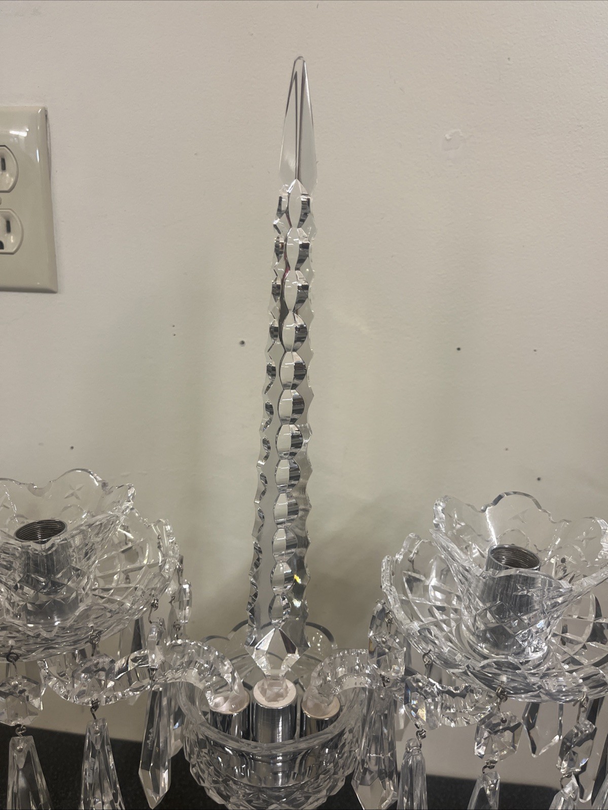 WATERFORD Crystal Candelabra Centerpiece 2 Arms Candle Holder Vintage Ireland