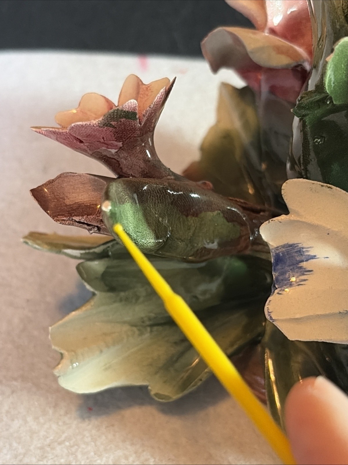 Vintage Capodimonte Italy Porcelain Floral Arrangement Sculpture Flowers Decor