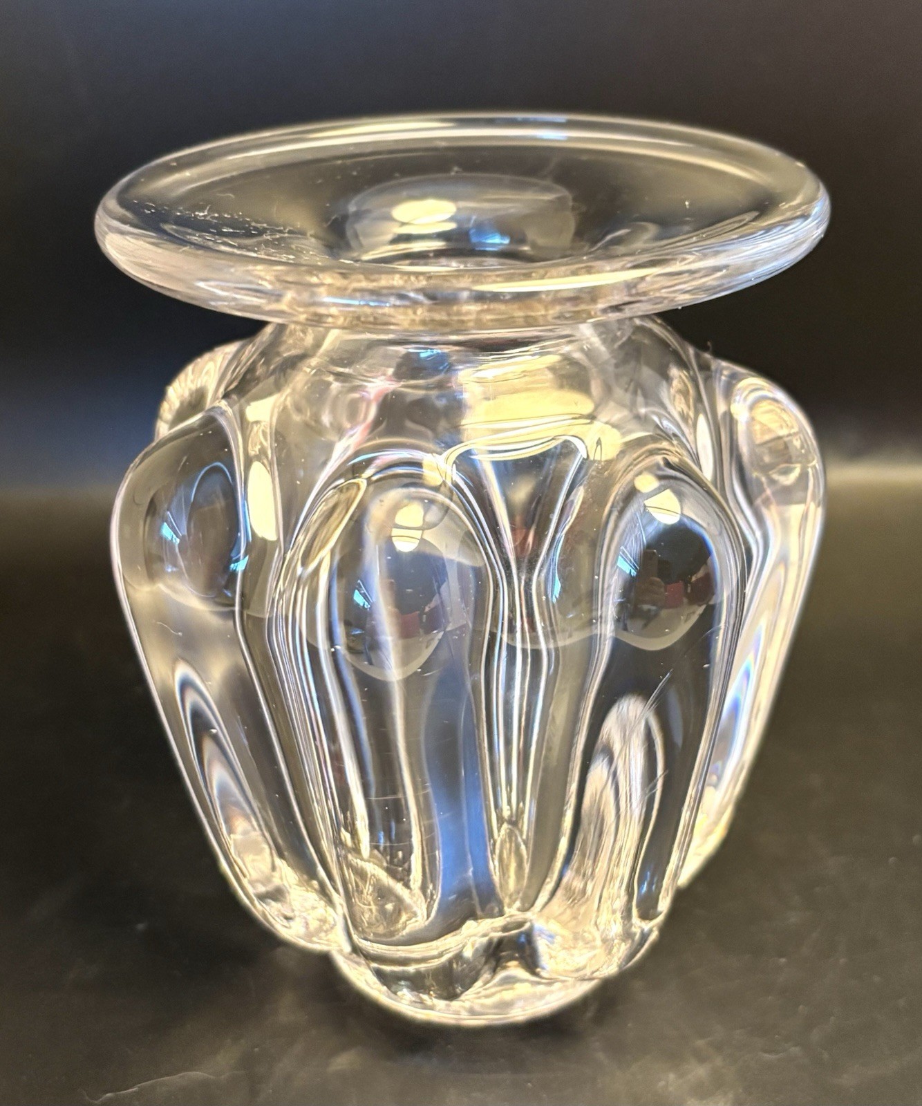 Vintage Art Vannes French Crystal Vase Clear France 4 3/4” Tall