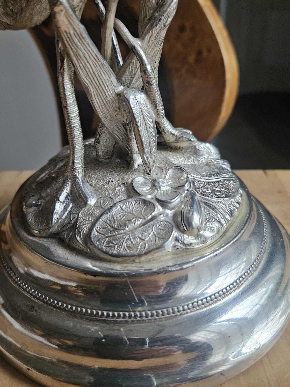 Thomas Wilkinson & Son Victorian Silver Plate And Glass Heron Vase ART DECO