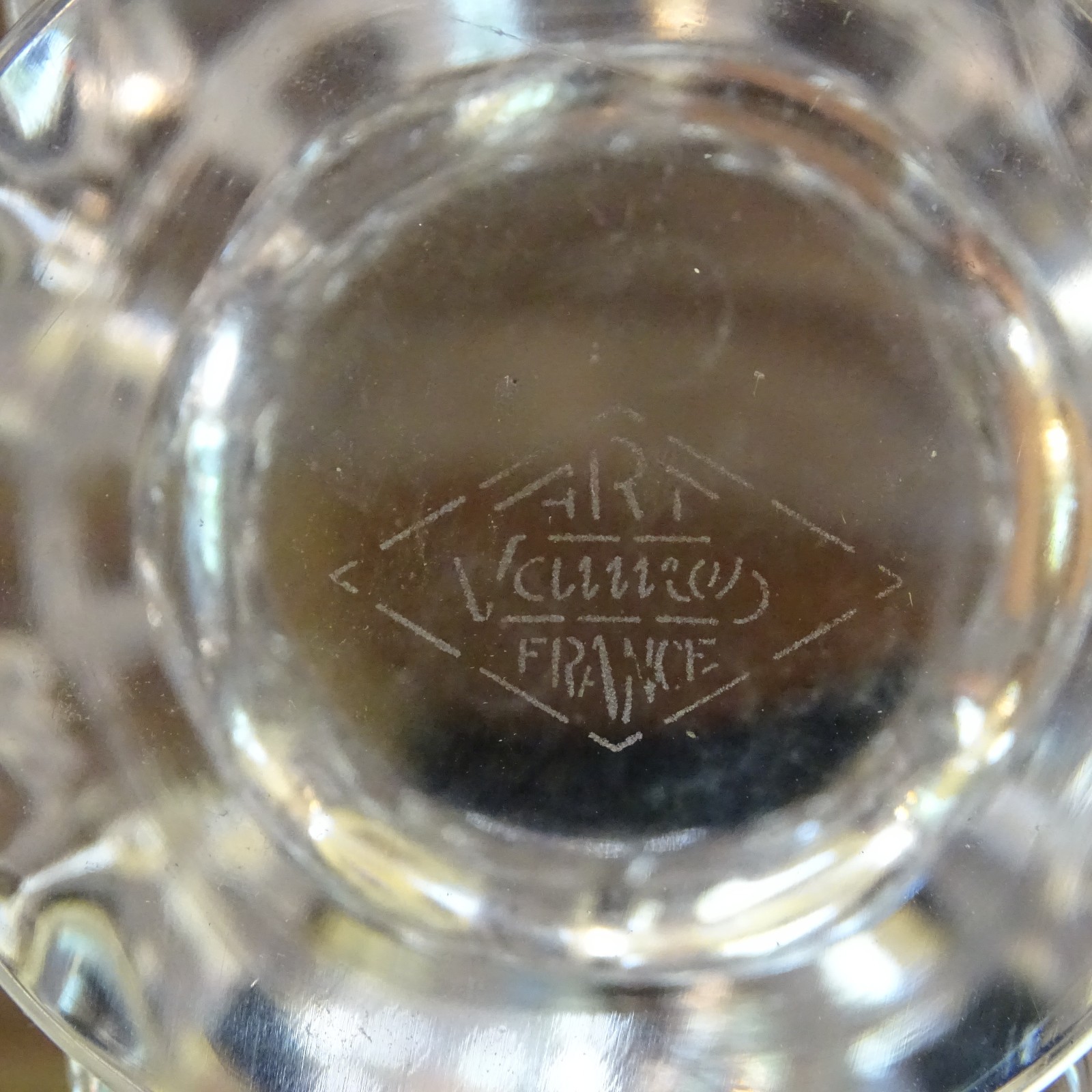 Vintage Vannes Le Chatel Clear French Crystal Art Glass Vase Art Deco