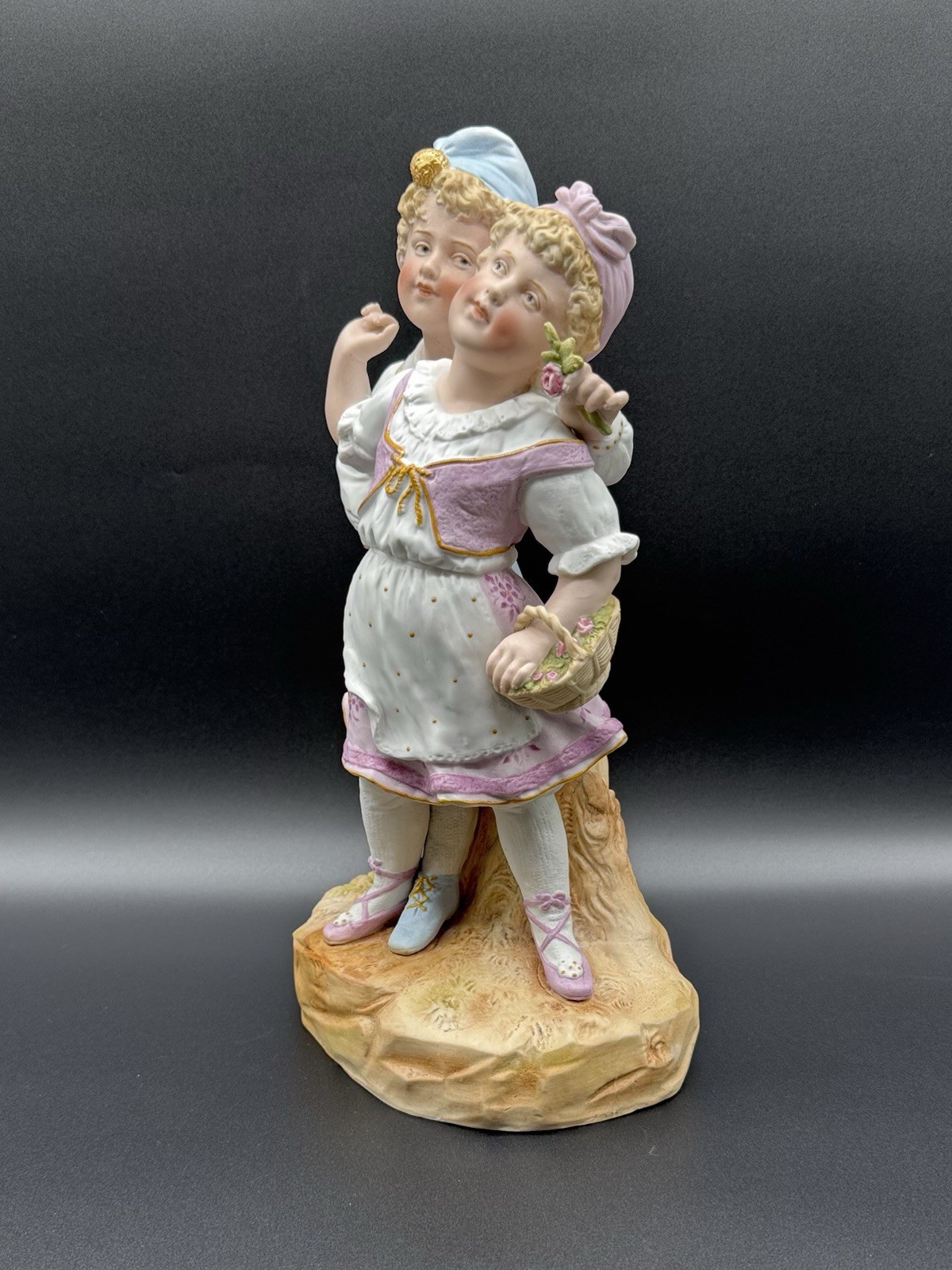 Rare Heubach Bisque Figure, Boy and Girl – Young Love, 14” H