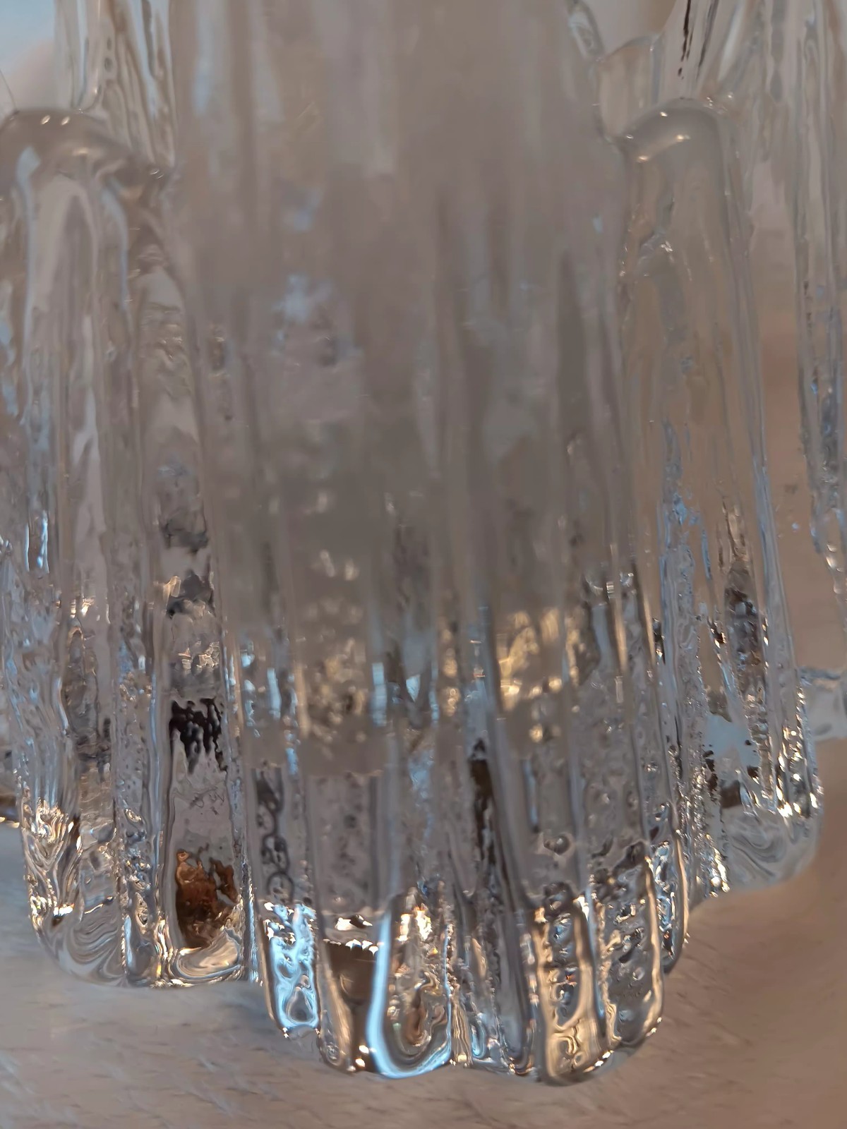 Nybro Sweden Crystal Volcano Rune Strand Candle Holder 4” High 5 “ Wide