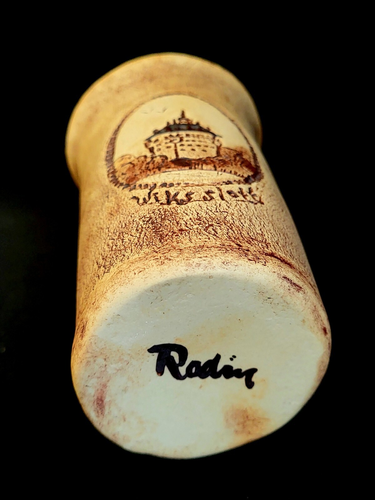 SYLVIA RODIN 4.5″H Pottery VASE Wiks Slott (Vik Castle) Sweden Rare Unique Mint