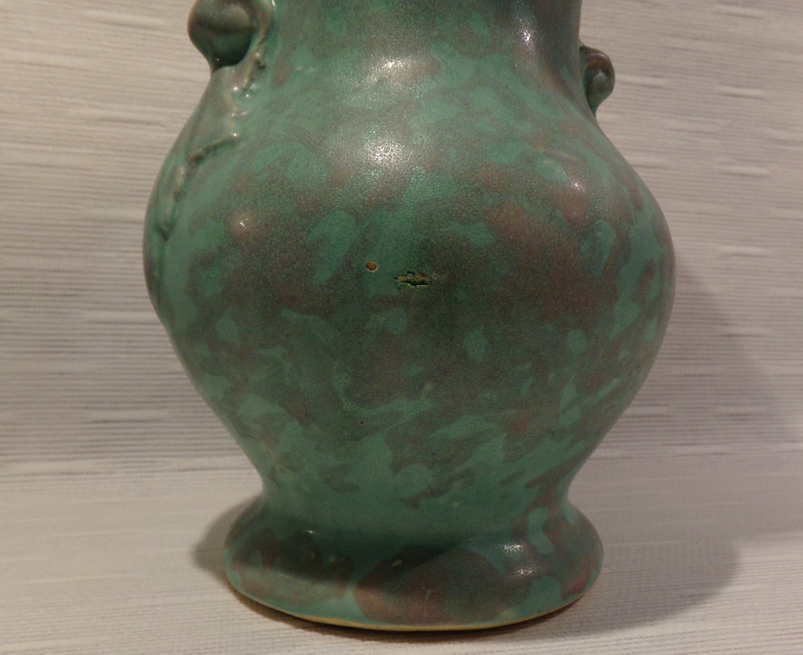 Brush McCoy Vintage Green Vellum 2 handle Pottery Vase 742 Matte 8″ 1920-1930