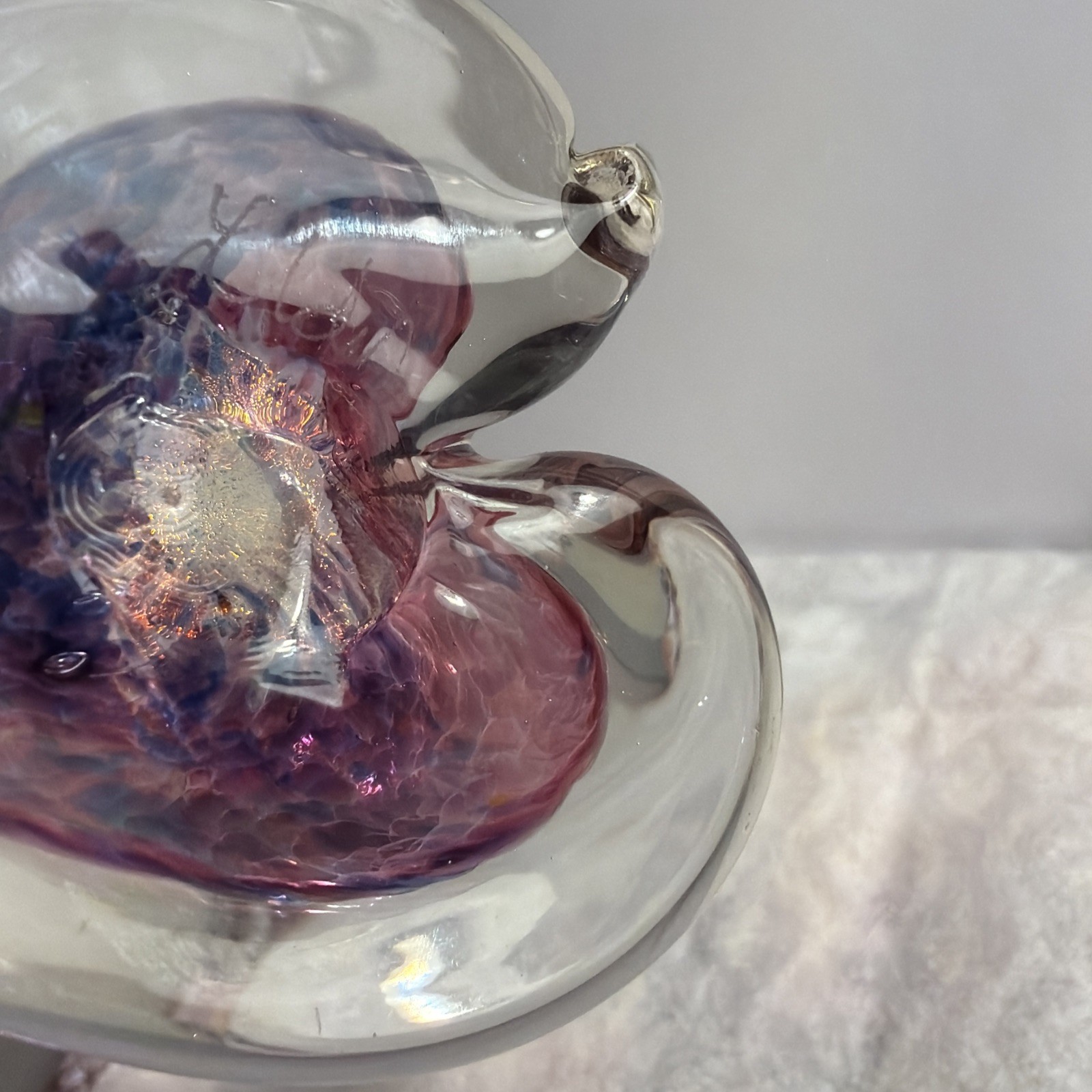 Luke Adams Studio Art Glass Heart Ornament Hand Blown Glass Signed