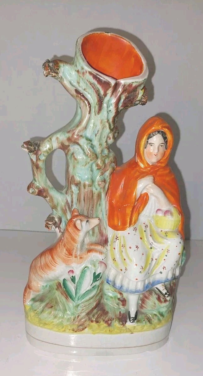Staffordshire Little Red Riding Hood Spill Vase 19th Century – READ