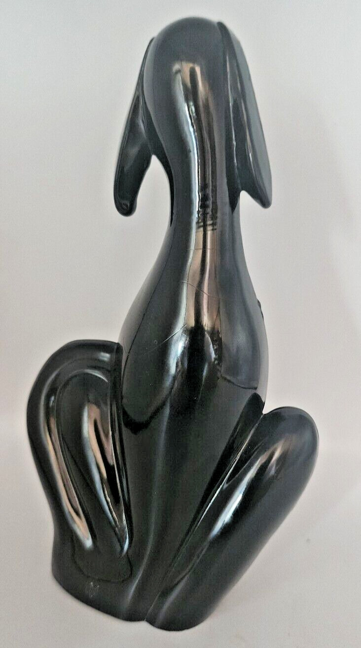 Viking Glass Epic Dog Rare Shiny Black Hound Figurine 8″ MCM By Mosser Heavy