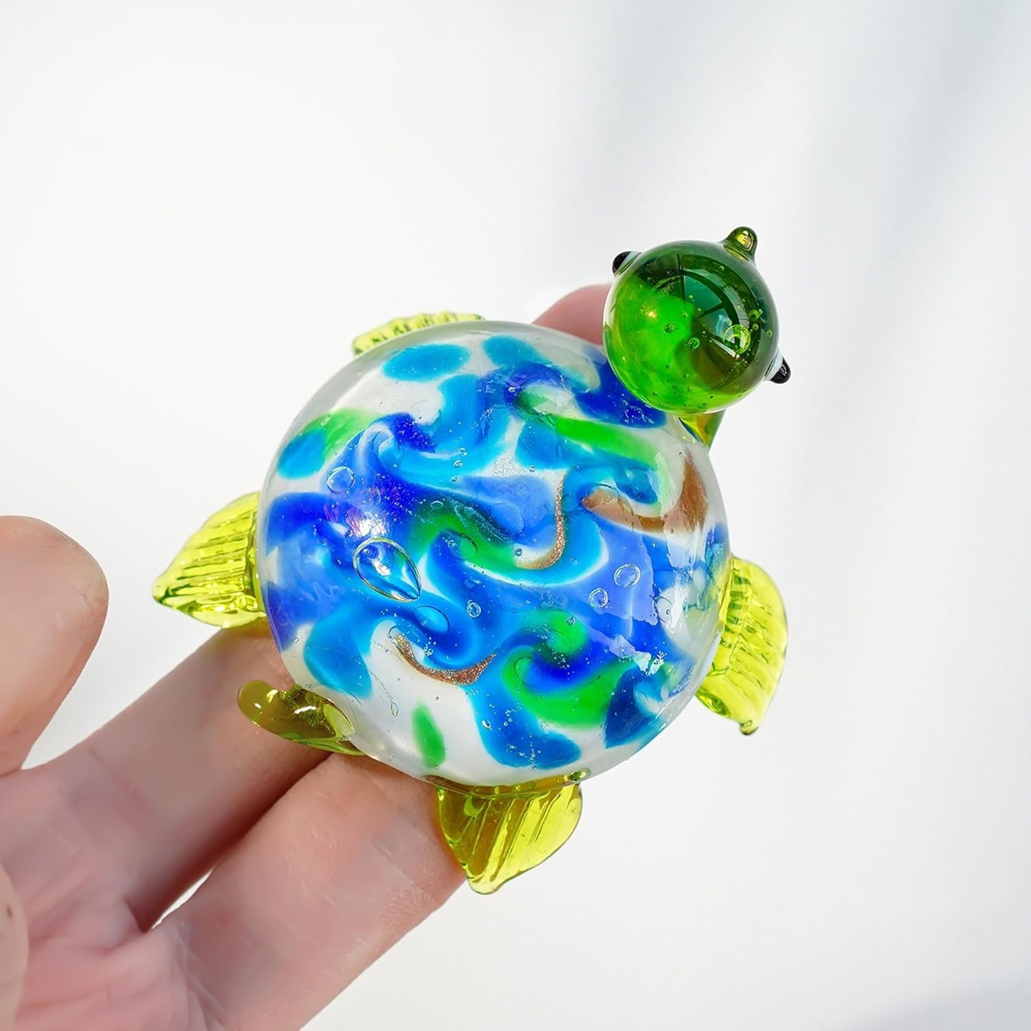 Unique Blown Glass Turtle Ornament, Miniature Sea Turtle Art Gift for Women