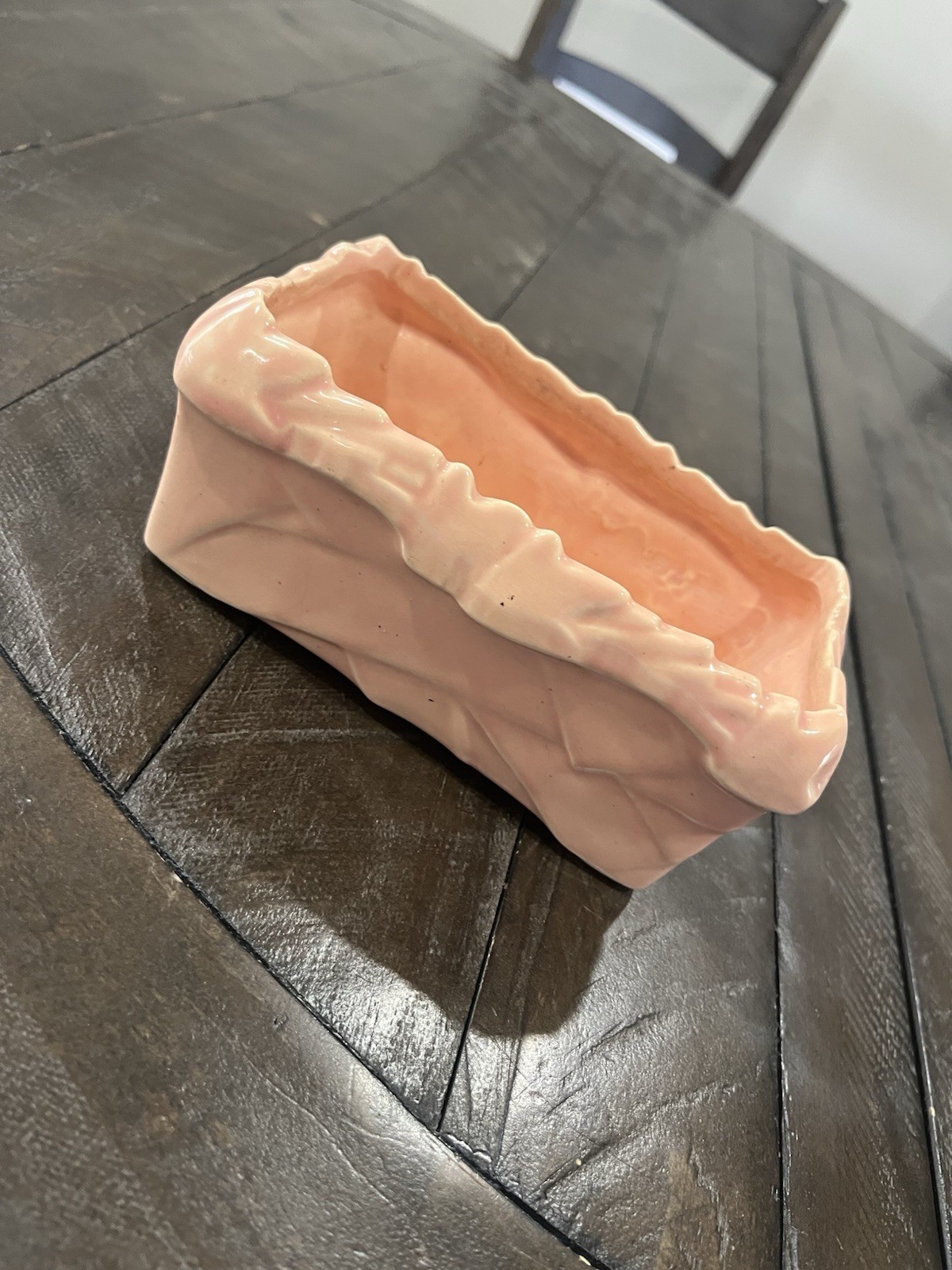 Vintage McCoy Planter Salmon Pink Ivy Strap Rectangular Design