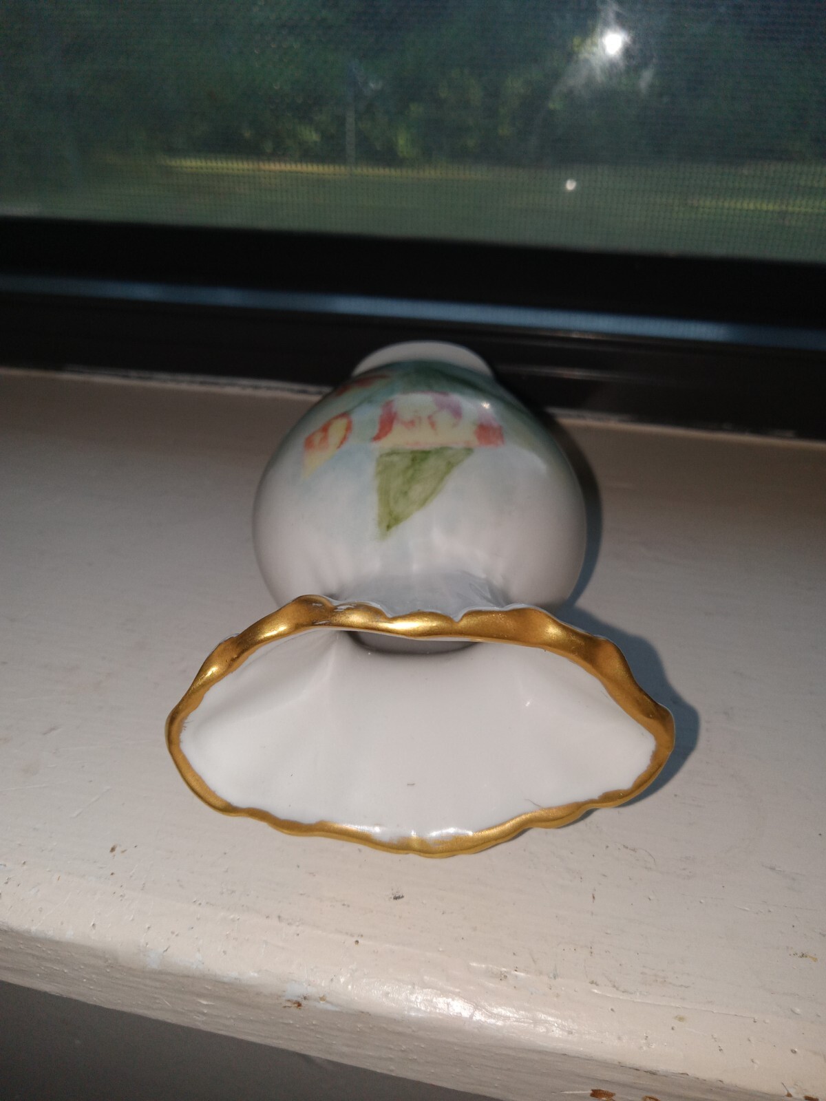Porcelain Tulip Shaped Vase Signed By Artist Nancy