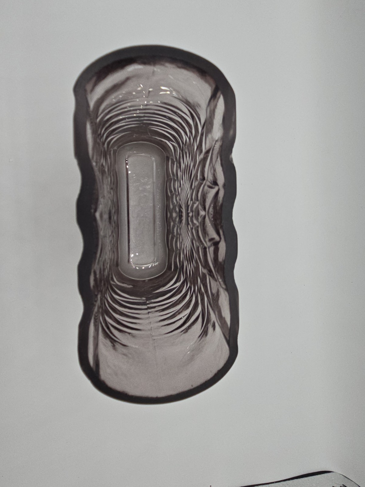 Art Glass Textured Starburst Rectangle Vase Smoke Color READ