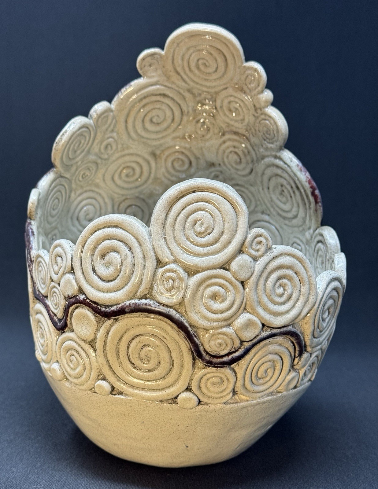 Signed Studio Art Pottery Coil Pottery Bowl / Vase