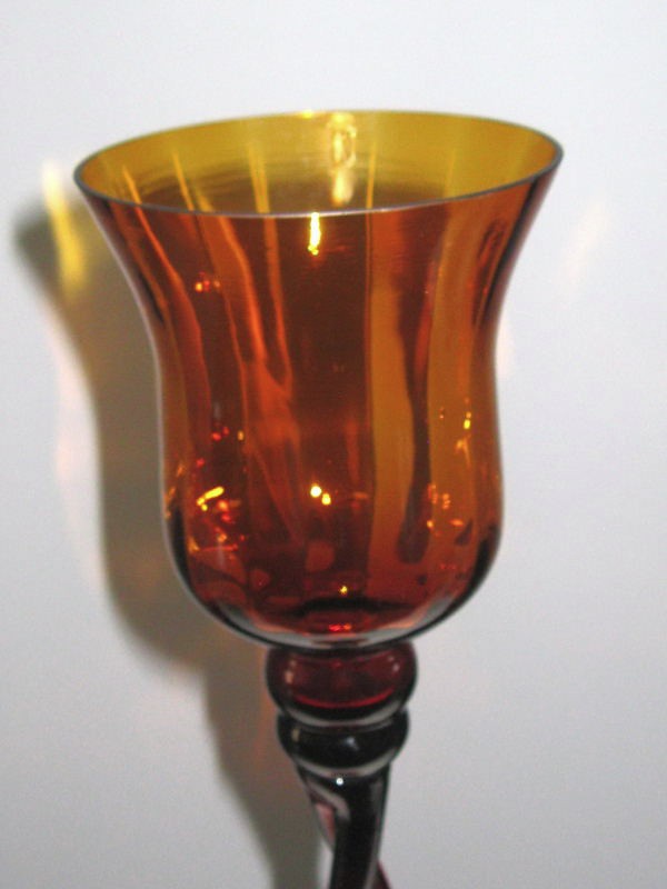 Vtg EMPOLI 15.75″ Tall AMBER ART GLASS TWISTED STEM CANDLE HOLDER Italy MCM