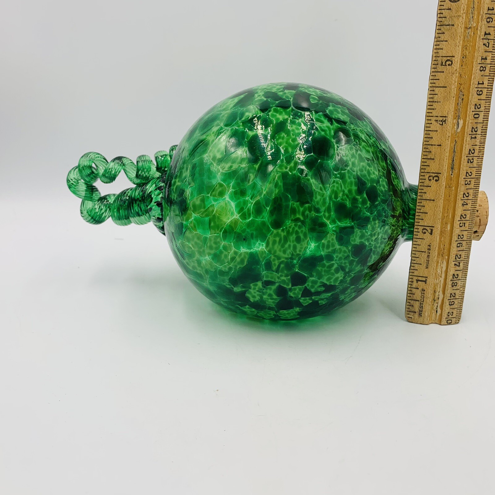 Opal Art Studio Blown Glass Watermelon Squash pumpkin Bottle Orb Signed 2018