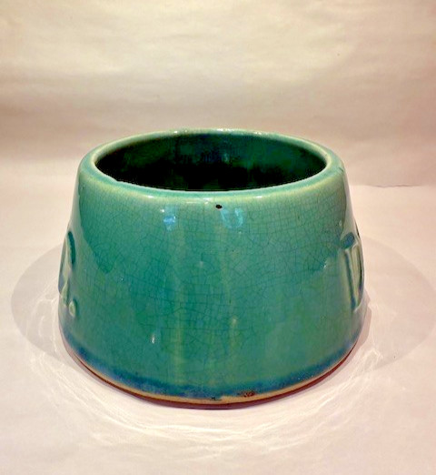 Early McCOY “DOG.” SPANIEL FEEDER BOWL Collector Green Glaze