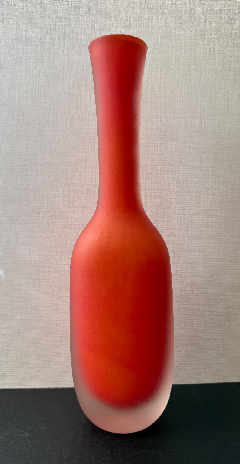 VTG. 1980s Barovier & Toso Murano Glass Ovali Series orange matte satin vase 13″