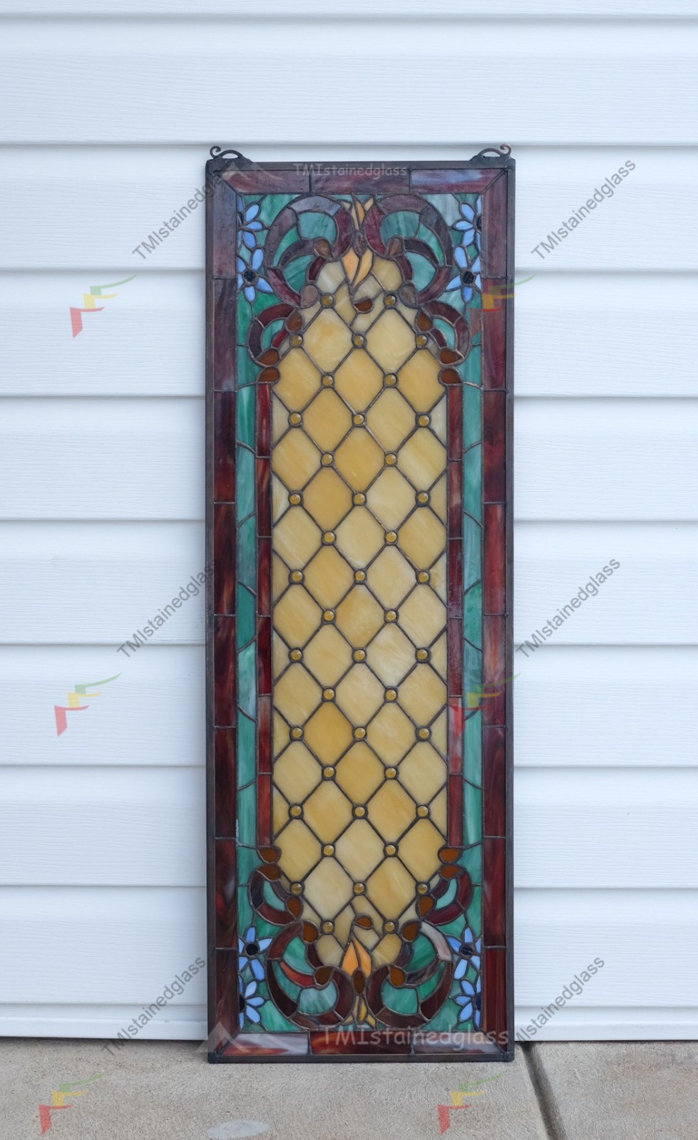 12.25″ x 36″ Tiffany Style stained glass window panel. HF44
