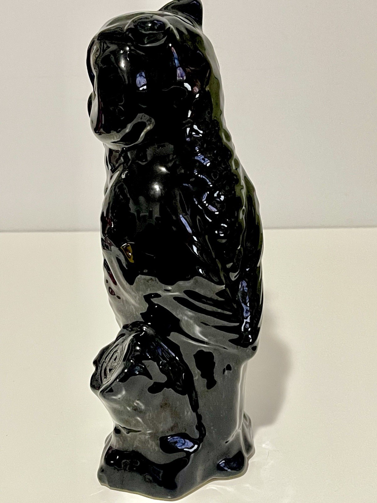 VTG Van Briggle Black Clay Owl Perch Colorado Springs CO 9.5 Inches Tall Signed