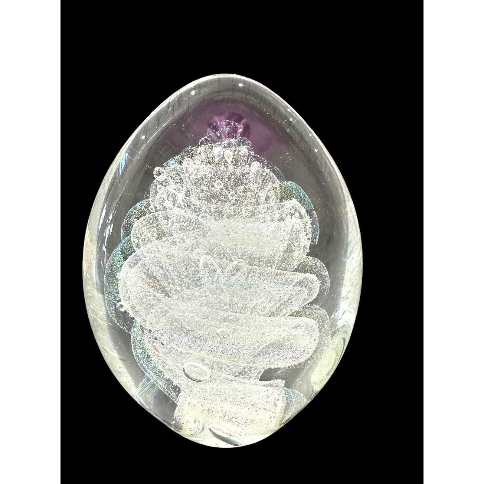NEW Alabaster Small Paddle Crystal Dichroic Art Glass Paperweight S. Garrelts