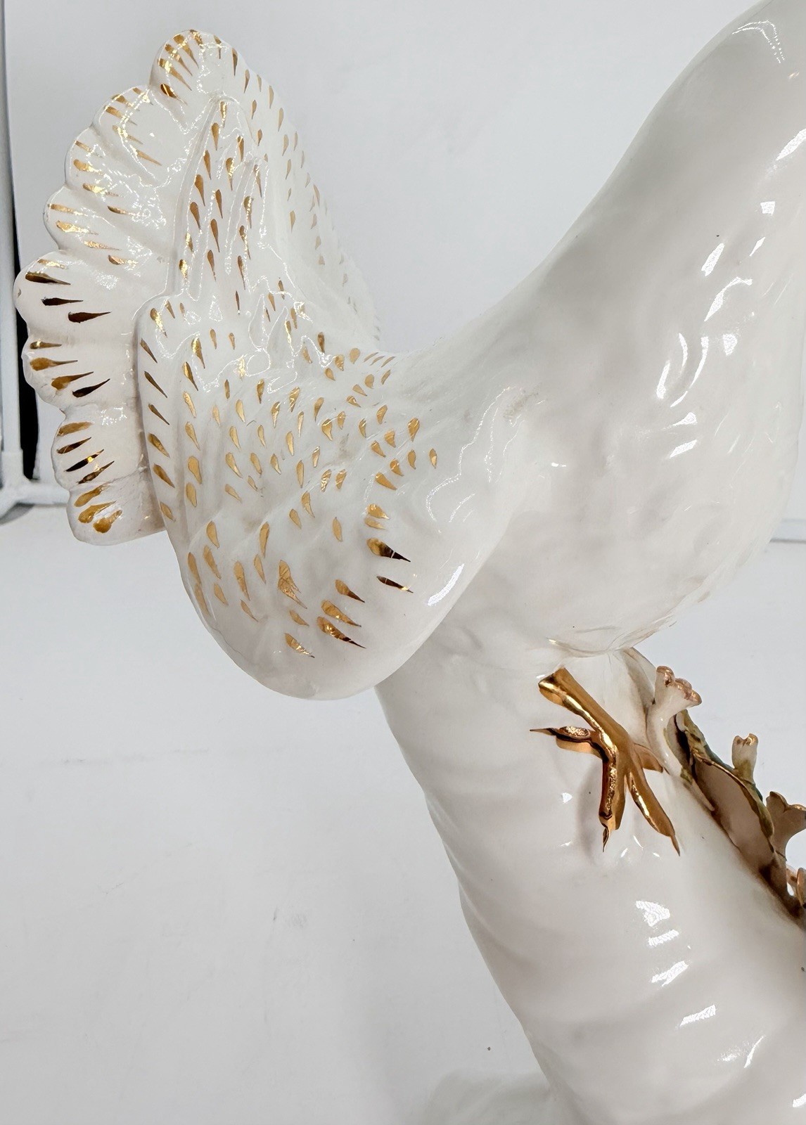 VINTAGE CAPODIMONTE LARGE DOVE LOVE BIRDS W FLOWER WEDDING FIGURINE STATUE 10″