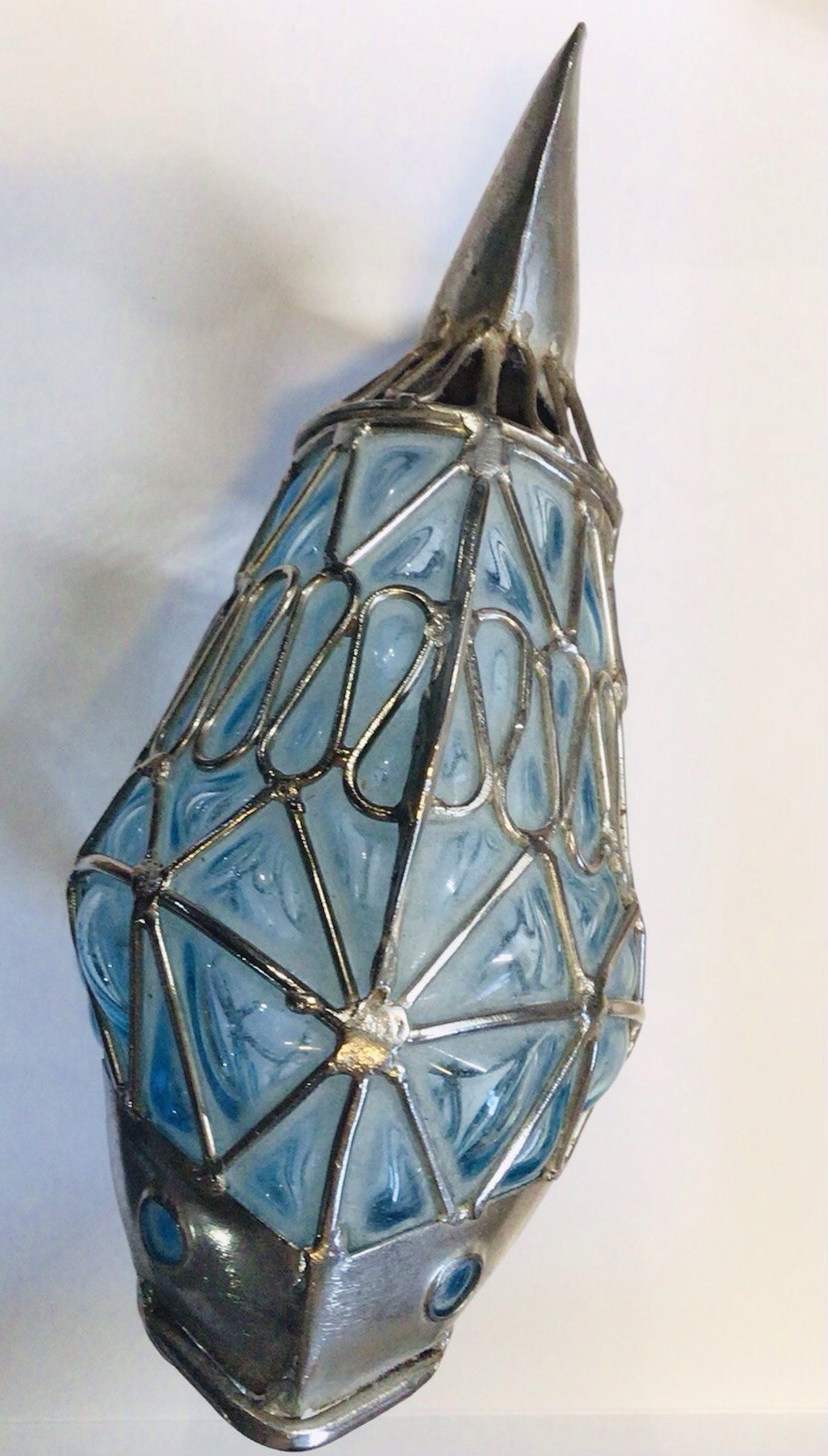 Glass & Wire Frame Blown Glass Pier 1 Blue Fish