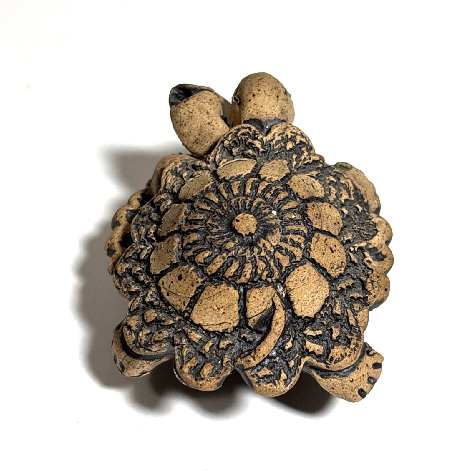 VTG Artisan Clay Turtle Trinket Box – Signed Peruvian Folk Art Stash Container