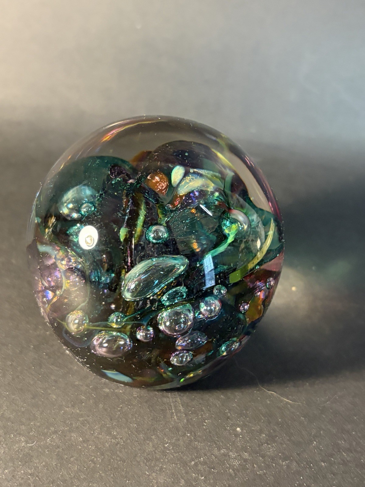 Robert Held Signed Art Glass Multicolor Swirl Bubbles -scratch On Bottom