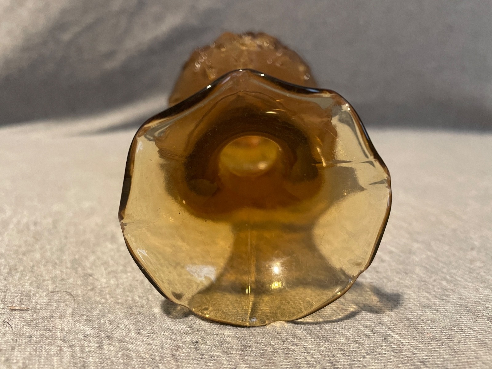 Vintage Imperial Glass Amber Floral Rose Bud Vase 6.5″