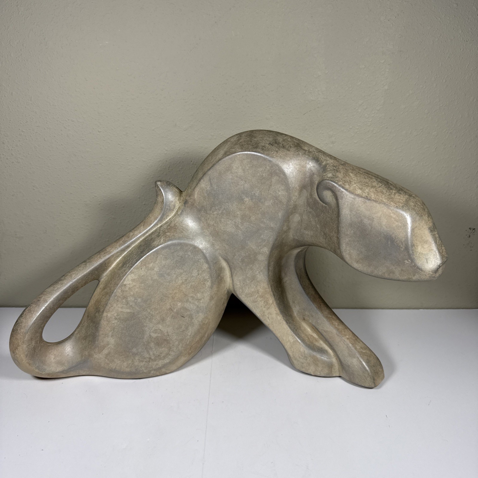 Vintage 1988 Jaru California Ceramic Panther Sculpture Statue MCM Styled 15wx11h
