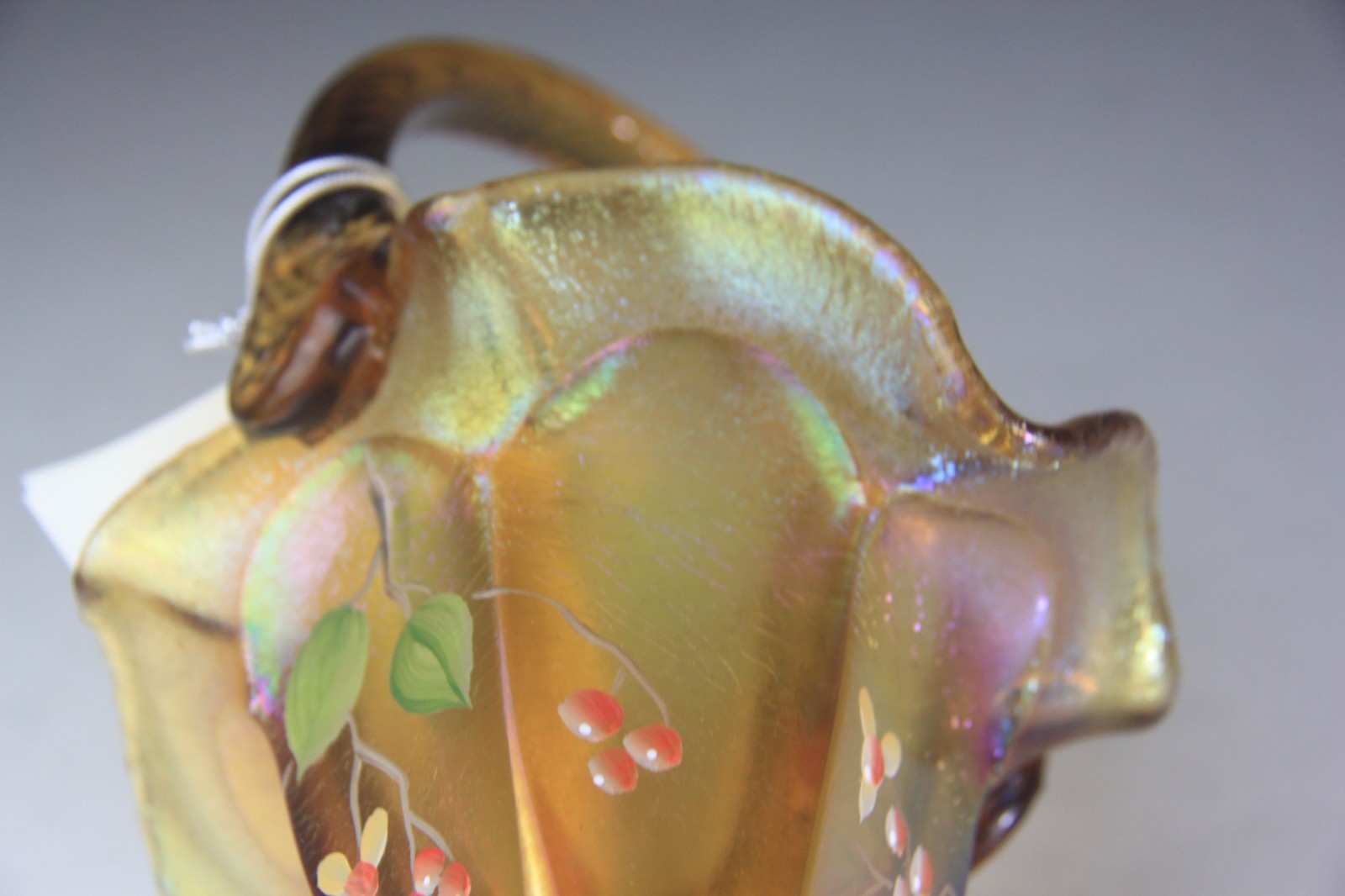 Fenton Autumn Gold Iridescent Carnival Glass Basket