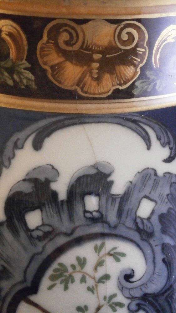 Huge Antique Seger KPM Berlin Porcelain Lidded Vase / Jar Porzellan Deckelvase