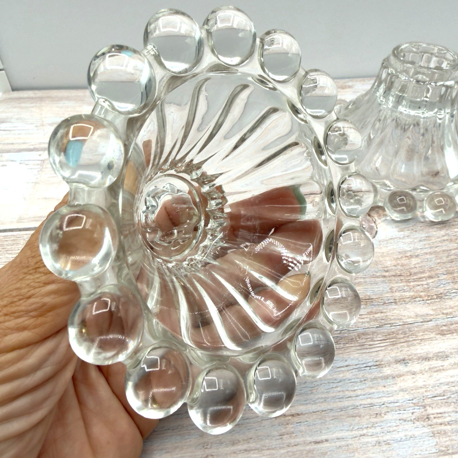 Imperial Glass Candlewick Crystal Taper Candlestick Pr Holders Clear Vintage USA