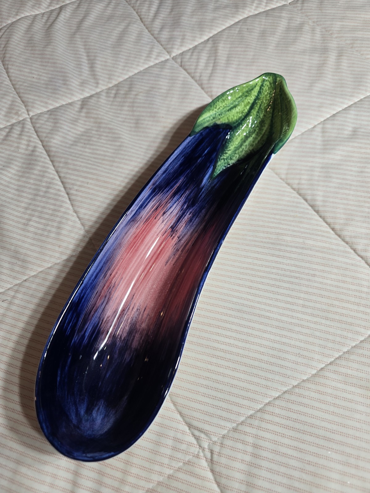 Vietri Italian Ceramic Server Eggplant Shape Handcrafted Decorative