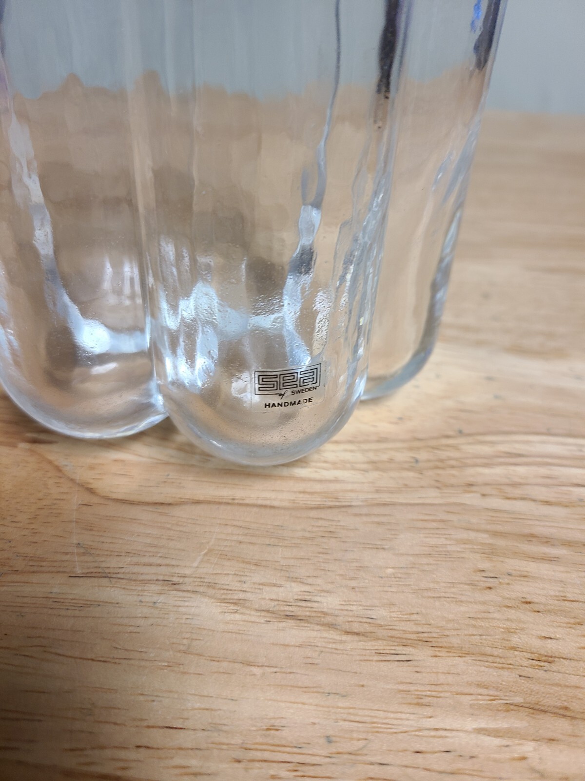 Swedish Art Glass Sea Glasbruk Pauline Bubble Vase Rune Strand 1960s Vintage
