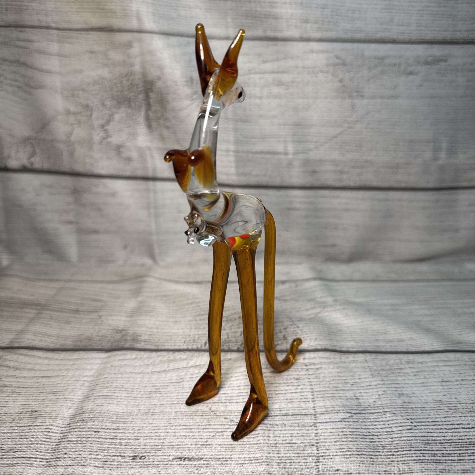 Vtg Art Glass Kangaroo Joey W/ Baby Roo In Pouch Blown Lampwork Animal 6.5″