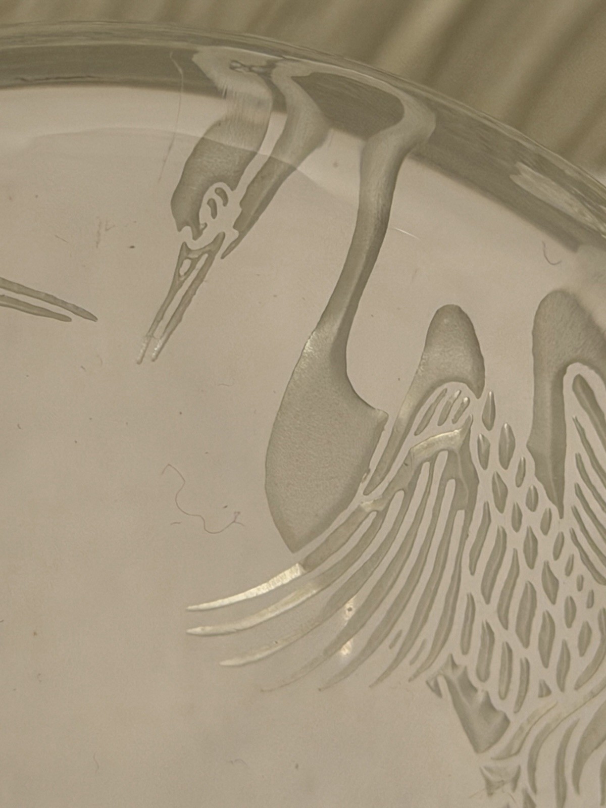 Vintage 2001 Lucas Century Signed Art Glass Paperweight – Etched Herons EUC