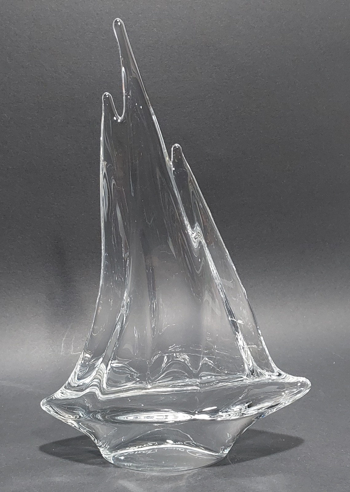 Daum France Crystal Triple Mast Sailboat Figurine/Sculpture