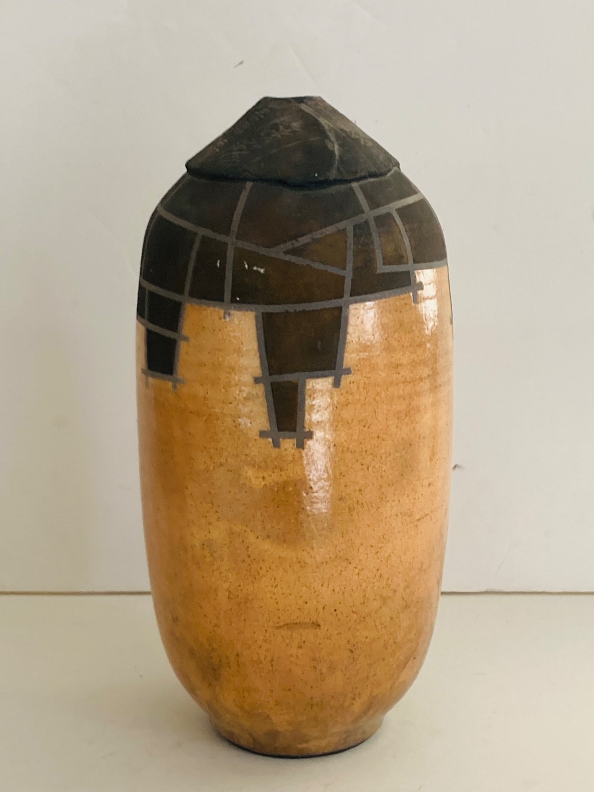 1980’s Raku Pottery Vessel Listed Japanese San Francisco Artist Gerald Hong