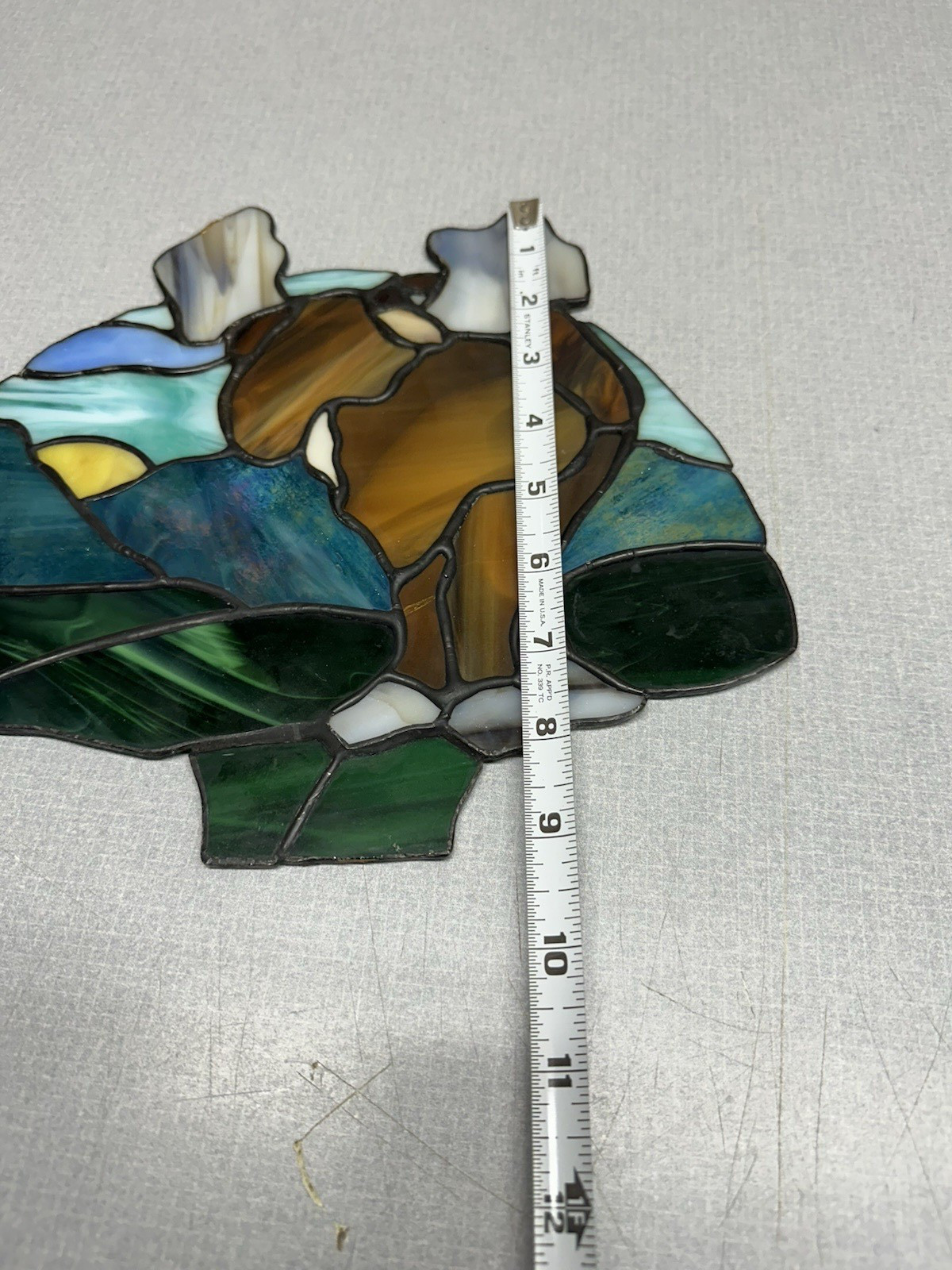Stained Glass Artwork w/Majestic Moose Standing in Forest 11″ x 9″ Green Brown