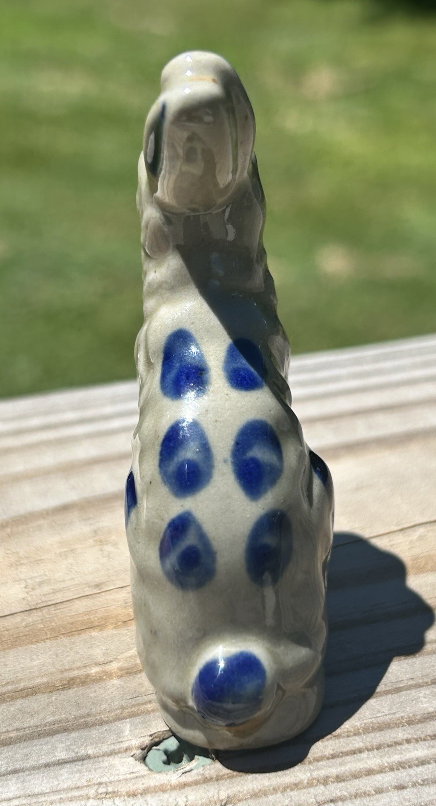 Beaumont Brothers Pottery Vintage Mini 3 Inch Rabbit Salt Glazed W/Cobalt Blue