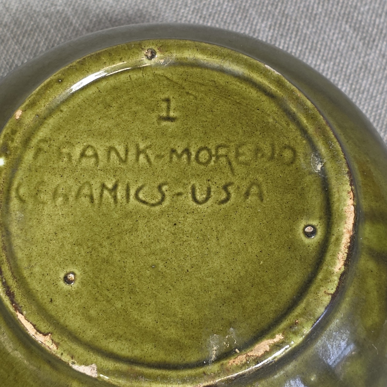 VINTAGE FRANK MORENO CALIFORNIA POTTERY PLANTER GREEN DRIP GLAZE BOWL 3 1960 USA